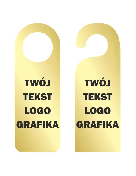 ZAWIESZKA NA DRZWI klamkę hotelowa z nadrukiem ZŁOTA LUSTRRZANA twój tekst logo grafika