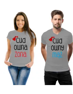 Koszulka z nadrukiem zestaw dla par cudowny mąż cudowna żona