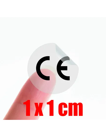 Naklejki samoprzylepne oznaczenie z Certyfikatem CE 5szt 1x1 cm przeźroczysta okrągła