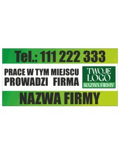 BANER OCZKOWANY 120x80 cm PRACE PROWADZI FIRMA twoje logo nazwa firmy