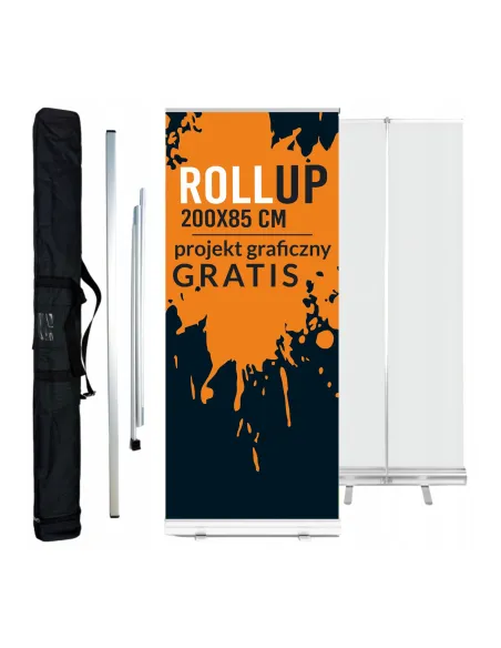Roll up reklamowy 200x85cm REKLAMA z WŁASNYM LOGO BANER projekt gratis