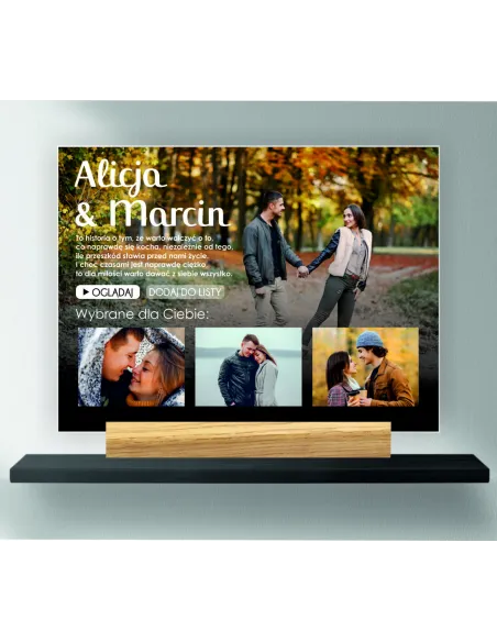 STATUETKA RAMKA TABLICZKA WASZE ZDJĘCIA serial wydruk na plexi prezent na walentynki