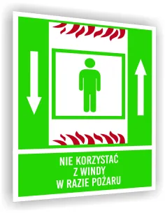 Tabliczka ewakuacyjna z nadrukiem 20x15 Zakaz korzystania z windy