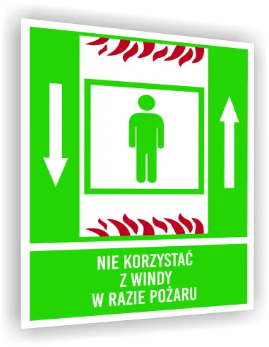 Tabliczka ewakuacyjna z nadrukiem 20x15 Zakaz korzystania z windy