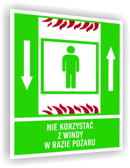 Tabliczka ewakuacyjna z nadrukiem 20x15 Zakaz korzystania z windy
