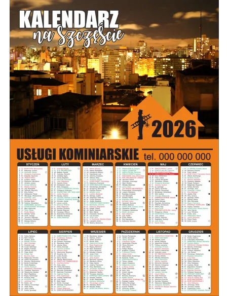 KALENDARZ kominiarski kalendarz kominiarza 2026 300 szt RÓŻNE WZORY