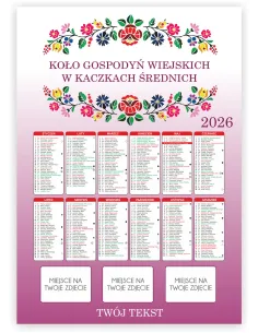KALENDARZ KGW KOŁO GOSPODYŃ WIEJSKICH 2026 300 szt RÓŻNE WZORY