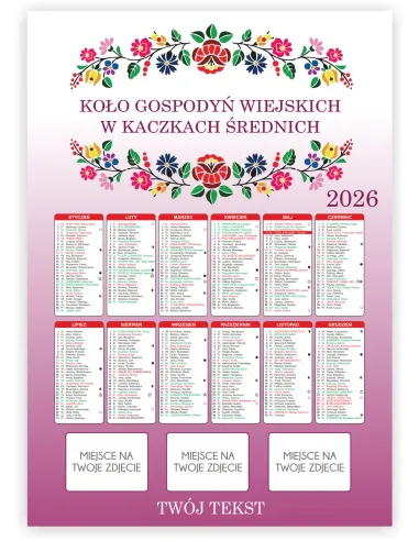 KALENDARZ KGW KOŁO GOSPODYŃ WIEJSKICH 2026 300 szt RÓŻNE WZORY