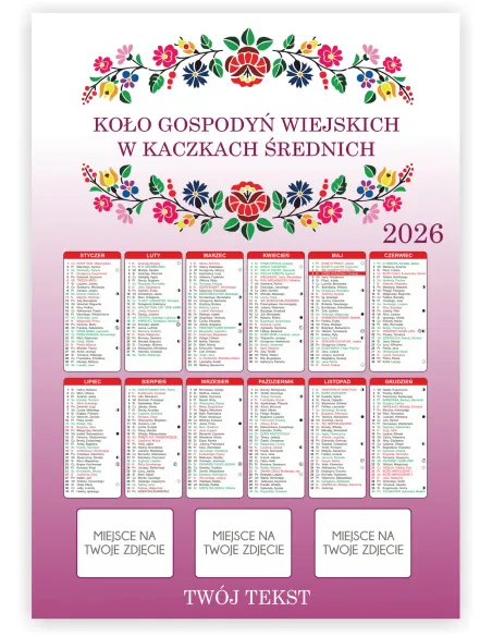 KALENDARZ KGW KOŁO GOSPODYŃ WIEJSKICH 2026 300 szt RÓŻNE WZORY