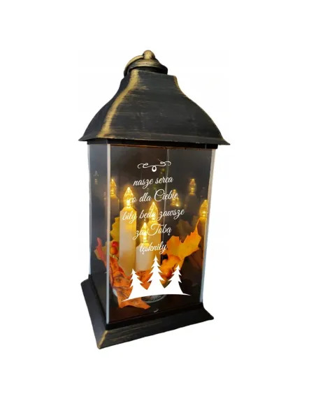 ZNICZ LAMPION stroik z GRAWEREM świąteczny LED