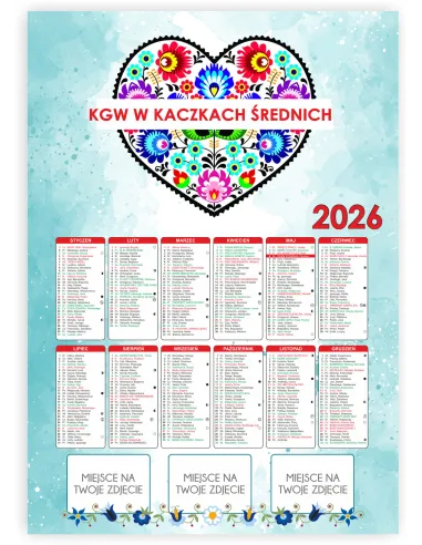 KALENDARZ KGW KOŁO GOSPODYŃ WIEJSKICH 2026 200 szt RÓŻNE WZORY