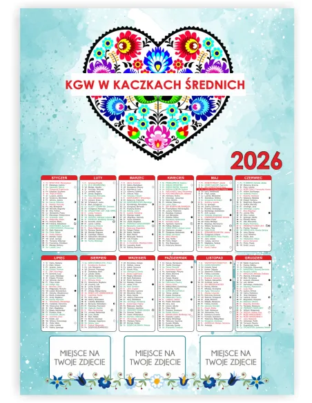 KALENDARZ KGW KOŁO GOSPODYŃ WIEJSKICH 2026 200 szt RÓŻNE WZORY