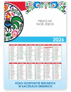 KALENDARZ KGW KOŁO GOSPODYŃ WIEJSKICH 2026 150 szt RÓŻNE WZORY