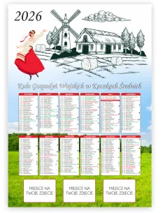 KALENDARZ KGW KOŁO GOSPODYŃ WIEJSKICH 2026 50 szt RÓŻNE WZORY