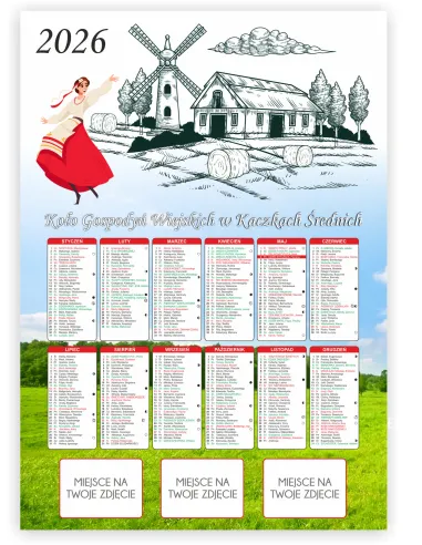 KALENDARZ KGW KOŁO GOSPODYŃ WIEJSKICH 2026 50 szt RÓŻNE WZORY