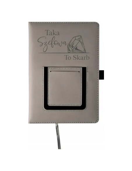 Notes z kieszonką notatnik A5 na prezent z imieniem dla szefowej grawer