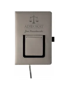 Notes z kieszonką notatnik A5 na prezent z imieniem dla adwokata grawerowany