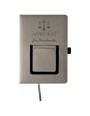 Notes z kieszonką notatnik A5 na prezent z imieniem dla adwokata grawerowany