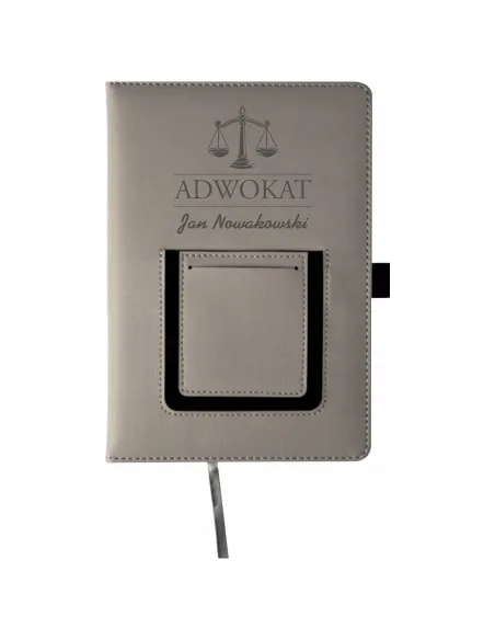 Notes z kieszonką notatnik A5 na prezent z imieniem dla adwokata grawerowany