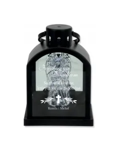 Latarenka LED znicz czarny GRAWER personalizowany DEDYKACJA DLA DZIADKÓW