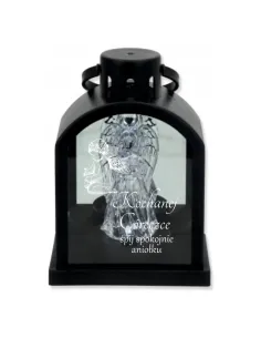 Latarenka LED znicz czarny z grawerem personalizowany napis DLA CÓRKI