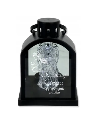 Latarenka LED znicz czarny z grawerem personalizowany napis DLA CÓRKI