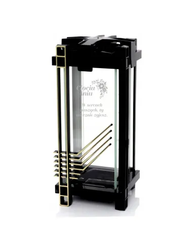 Nowoczesny Znicz Czarny Z Personalizowanym Grawerem TWÓJ NAPIS DLA CIOCI