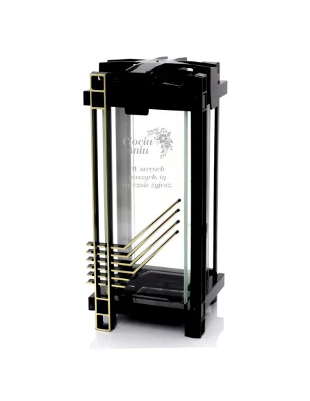 Nowoczesny Znicz Czarny Z Personalizowanym Grawerem TWÓJ NAPIS DLA CIOCI