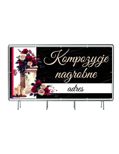 Reklamowy baner oczkowany 100x50 cm Kompozycje nagrobne kwiaciarnia