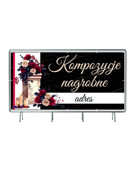 Reklamowy baner oczkowany 100x50 cm Kompozycje nagrobne kwiaciarnia