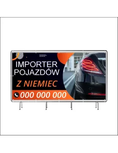Reklamowy baner oczkowany 130x80 cm importer pojazdów