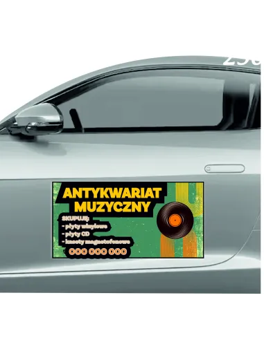 Magnes na samochód reklama magnetyczna 60x30 cm antywariat muzyczny