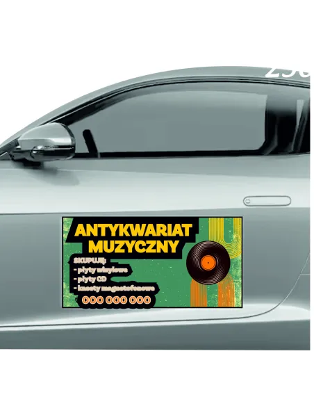Magnes na samochód reklama magnetyczna 60x30 cm antywariat muzyczny