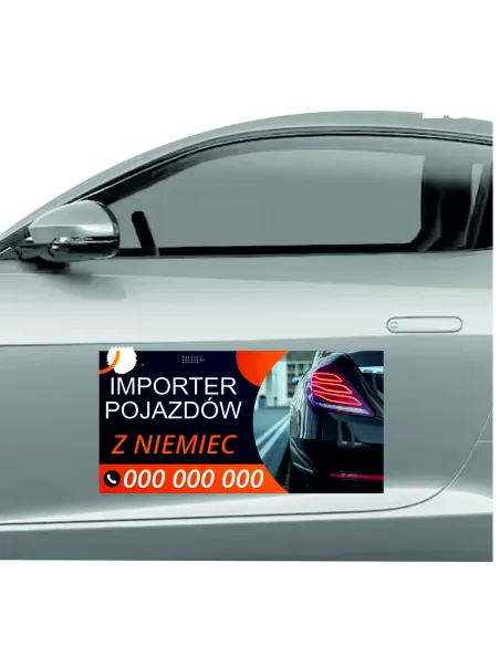 Magnes na samochód reklama magnetyczna 60x30 cm importer pojazdów