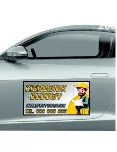 Magnes na samochód reklama magnetyczna 60x30 cm kierownik budowy