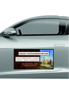 Magnes na samochód reklama magnetyczna 60x30 cm usługi ogólnobudowlane