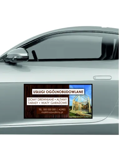 Magnes na samochód reklama magnetyczna 60x30 cm usługi ogólnobudowlane
