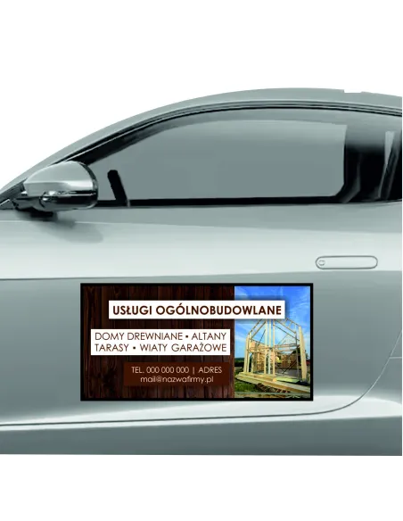 Magnes na samochód reklama magnetyczna 60x30 cm usługi ogólnobudowlane