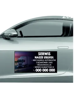 Magnes na samochód reklama magnetyczna 60x30 cm serwis