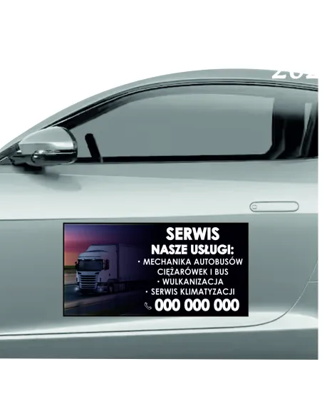 Magnes na samochód reklama magnetyczna 60x30 cm serwis