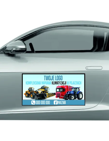 Magnes na samochód reklama magnetyczna 60x30 cm kompleksowa naprawa klimatyzacji