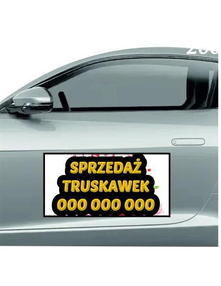 Magnes na samochód reklama magnetyczna 60x30 cm sprzedaż truskawek