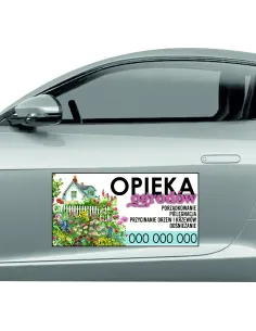 Magnes na samochód reklama magnetyczna 60x30 cm opieka ogrodów