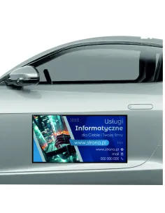 Magnes na samochód reklama magnetyczna 60x30 cm usługi informatyczne