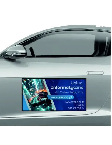 Magnes na samochód reklama magnetyczna 60x30 cm usługi informatyczne