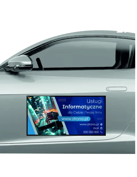 Magnes na samochód reklama magnetyczna 60x30 cm usługi informatyczne