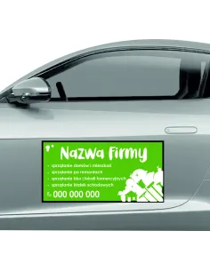 Magnes na samochód reklama magnetyczna 60x30 cm sprzątanie