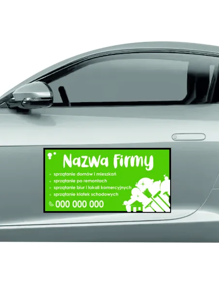 Magnes na samochód reklama magnetyczna 60x30 cm sprzątanie