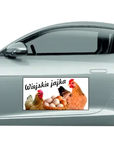 Magnes na samochód reklama magnetyczna 60x30 cm wiejskie jaja