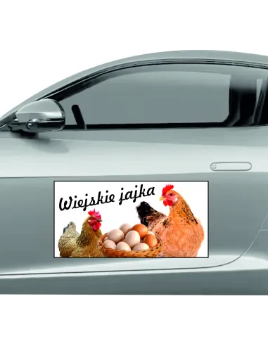 Magnes na samochód reklama magnetyczna 60x30 cm wiejskie jaja